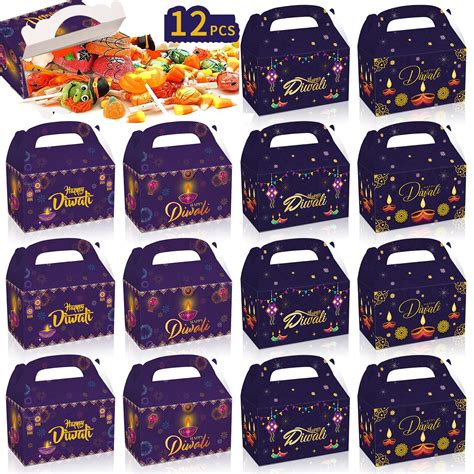 Buy 12 Pcs Diwali Gift Boxes, Diwali Party Favors ,Diwali Gable Box ...