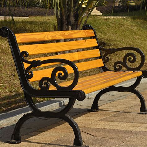 现货供应户外公园椅子 铸铁防腐木塑木室外实木长椅休闲椅-环保在线