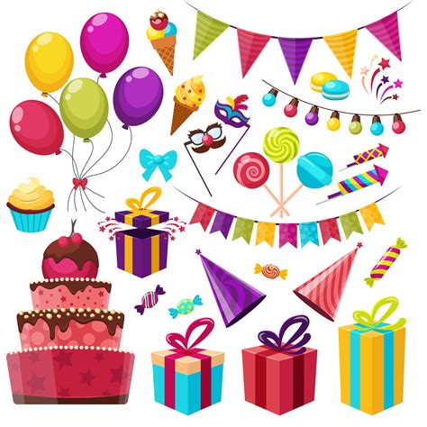 Free Vector | Birthday party elements set