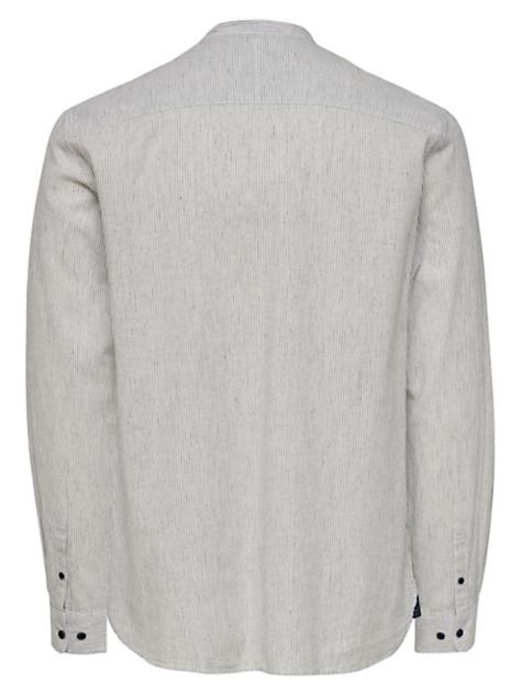 Striped Mandarin-Collar Shirt