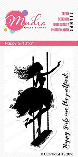 Mudra Stamps - Happy Girl - 3"X2"Clear Art & Craft Photo Polymer Stamp ...