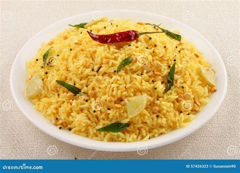 Lemon Rice from South Indian Cuisine. Stock Image - Image of green ...