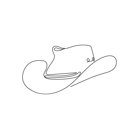 dibujo continuo de una sola línea de sombrero de vaquero. sombreros ...