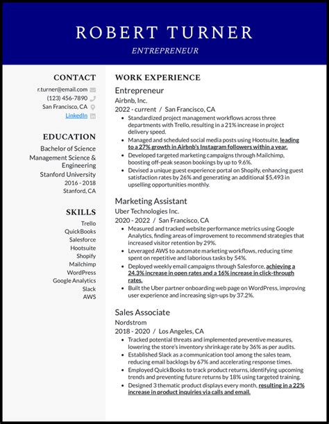 Entrepreneur Resume 的图像结果