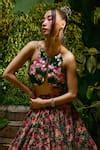Buy Red Tulle Sequins Wildbloom Ecstasy Print Lehenga With Coin ...