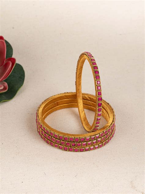 Kundan Bangles - Set of 4 - 2.8 inch - WL5166-2 – Wedtree