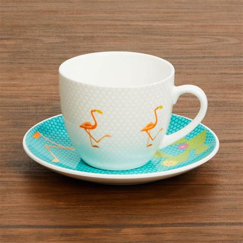 Buy Raisa-Retro Medallion Printed Cup & Saucer - Set Of 2 Pcs from Home ...