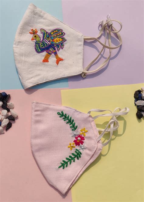 Get Set of 2 Cotton Masks- Peacock & Floral at ₹ 600 | LBB Shop