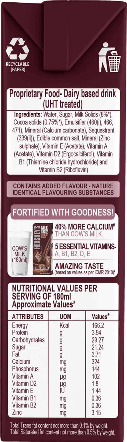 Buy HERSHEYS MILKSHAKE-CHOCOLATE 180 ML Online & Get Upto 60% OFF at ...