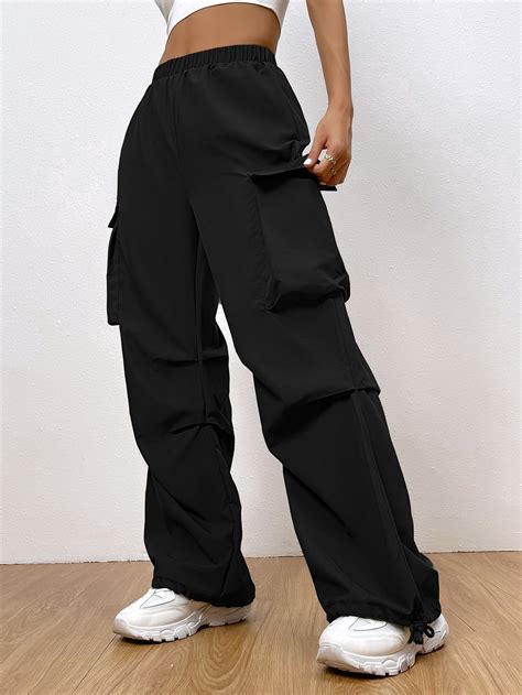 Coolane Flap Pocket Drawstring Hem Cargo Pants | Womens black cargo ...
