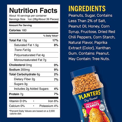 Planters Sweet & Spicy Dry Roasted Peanuts 16 oz - Delicious Snack ...