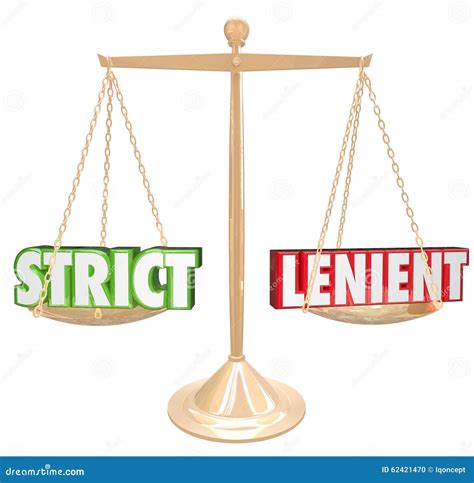 Strict Vs Lenient Words 3d Gold Scale Opposites Stock Illustration ...