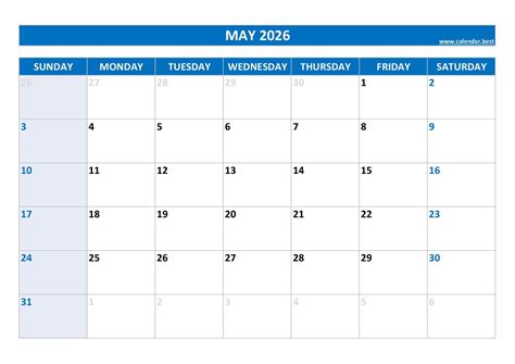 May 2026 calendar -Calendar.best
