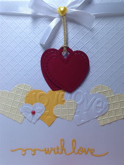 Handmade Valentine Day Card - Decorated With Beautiful Die Cut Hearts ...