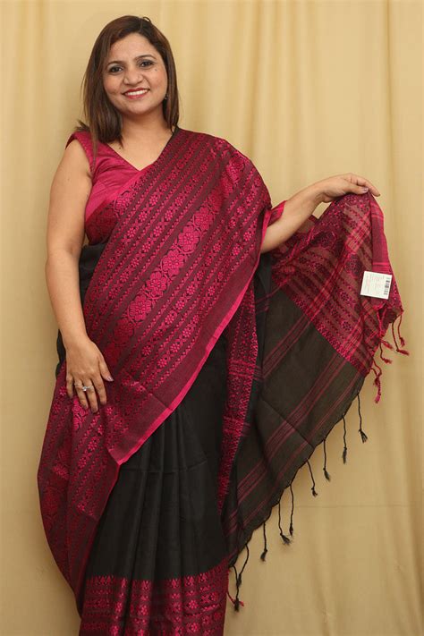 Stunning Black Bengal Cotton Saree