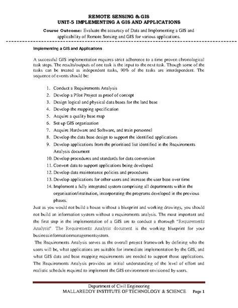 UNIT -5 Implementing A GIS AND Applications - UNIT-5 IMPLEMENTING A GIS ...