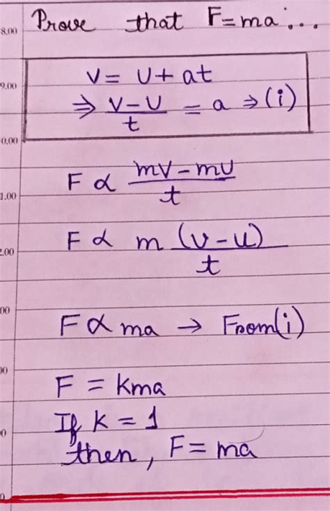 Prove that F=ma? - EduRev Class 9 Question