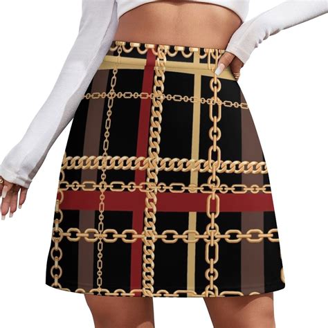 Mini Skirt for women Golden Chain Print Skirt Female Circles Art Retro ...