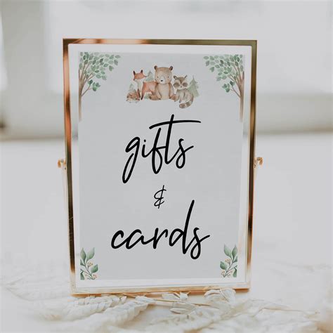 Gifts & Cards Sign - Woodland Animals Printable Baby Shower Signs ...