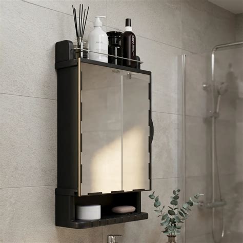 Gloxy Unbreakable Wall-Mounted Plastic Bathroom Cabinet with Mirror– B