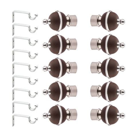 Buy KRINA Stainless Steel Shine Black Curtain Bracket Finials with ...