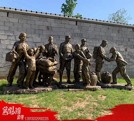 玻璃钢铸铜红军战士雕塑抗战烈士群雕像抗战人物铜像军民一家雕塑-阿里巴巴