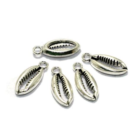 20 Pcs, 17x7mm German Silver Cowrie Beads