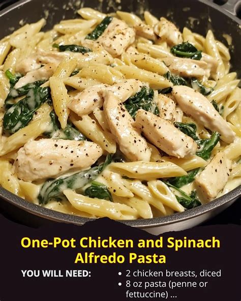 One-pot Chicken and Spinach Alfredo Pasta | Pasta | Umami