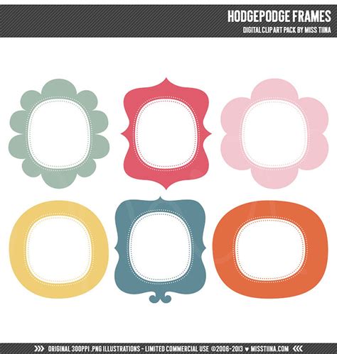 Hodgepodge Frames Digital Clipart Clip Art Illustrations - Instant ...