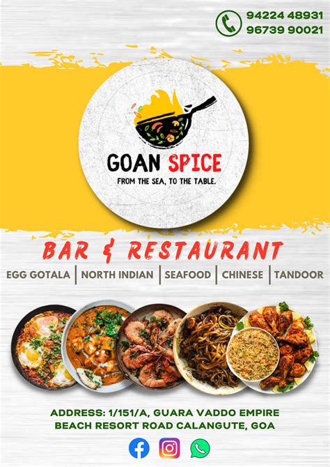 Menu at Goan Spice Family Restaurant and Bar, Calangute