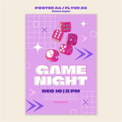 Game night entertainment poster template | Free PSD