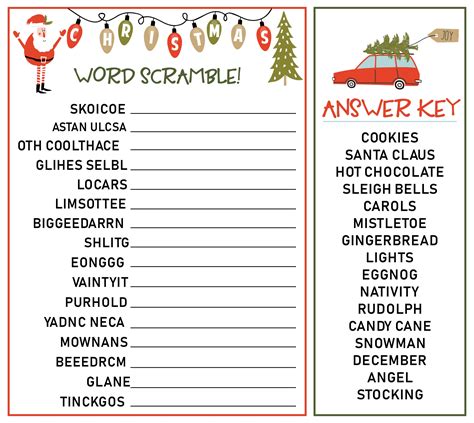 Printable Christmas Word Scramble Game - Printable JD