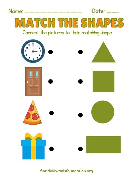 Age 2 to 4 Beginner Shape Matching for Preschool Activity Worksheet ...