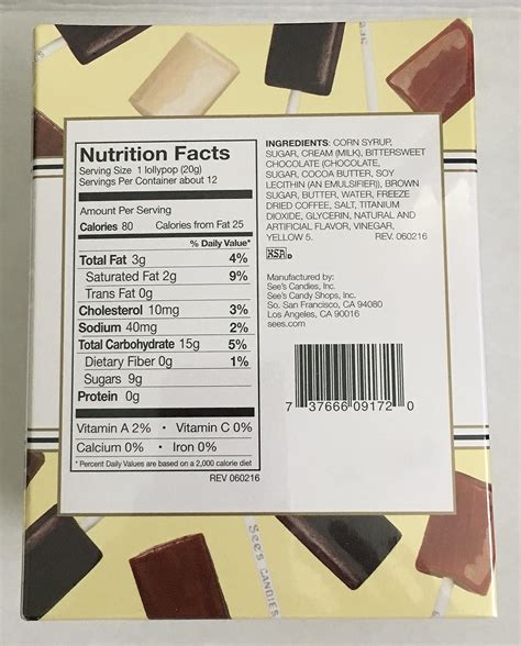 see's candy lollipop ingredients