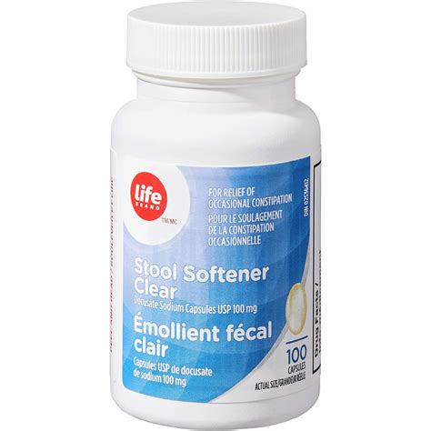 Life Brand Stool Softener Clear - Docusate Sodium 100 mg for Occasional ...