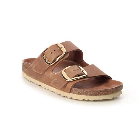 Birkenstock Arizona Big Buckle Tan Leather Womens Slide Sandals 101107321