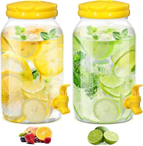 Amazon.com: Havawish 2 Pcs 1 Gallon Plastic Beverage Dispenser with ...