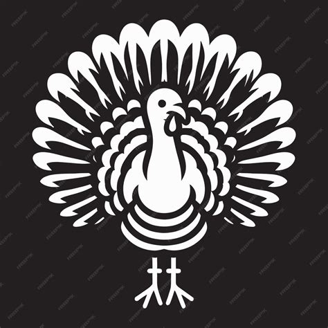 Vector clip art of a simple white turkey symbol on a solid black ...