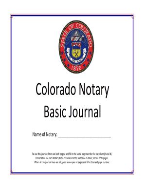 Colorado Notary Basic Journal - Colorado Secretary Of State - Fill and ...