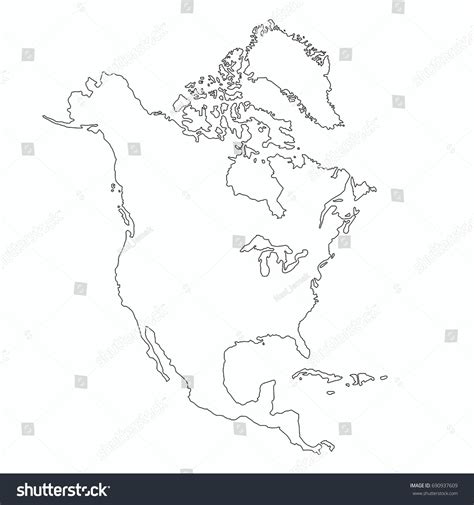North America Outline Map Graphic Design Stock Vector (Royalty Free ...