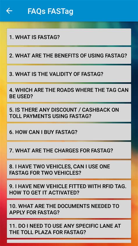 FAQs IHMCL FASTag - App on Amazon Appstore