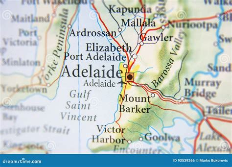Geographic Map of Australia with Adelaide City Stock Photo - Image of tourism, close: 93539266