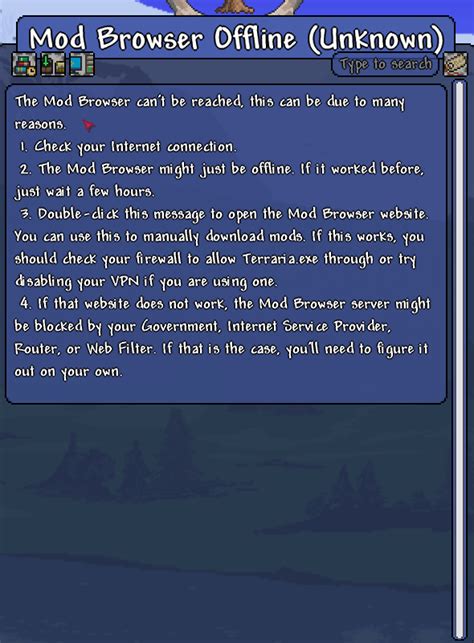 Tmodloader Mod Browser Not Working 的图像结果