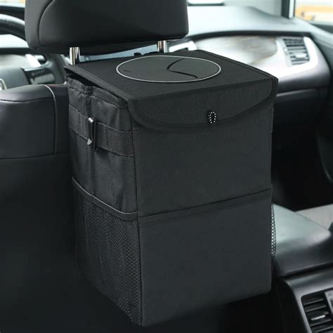 ECVV Car Trash Can with Lid, Automotive Trash Bin, Leak-Proof Back Seat Garbage Bag, Oxford ...