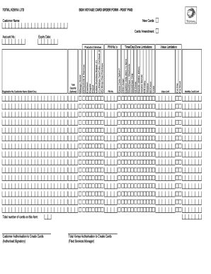 Fillable Online Version 2 : June 2011 BON VOYAGE CARD ORDER FORM - PRE ...