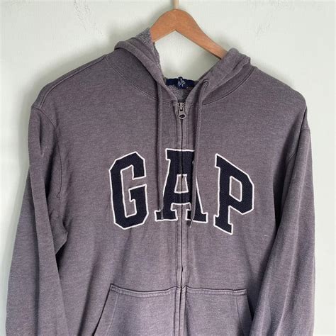Dark grey gap zip up hoodie Size - small - Depop