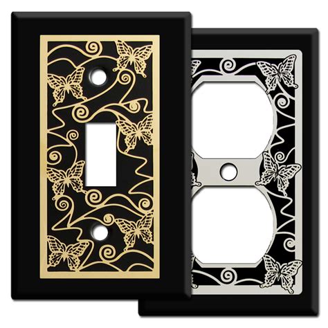 Butterfly Decorative Light Switchplates in Black - Kyle Design