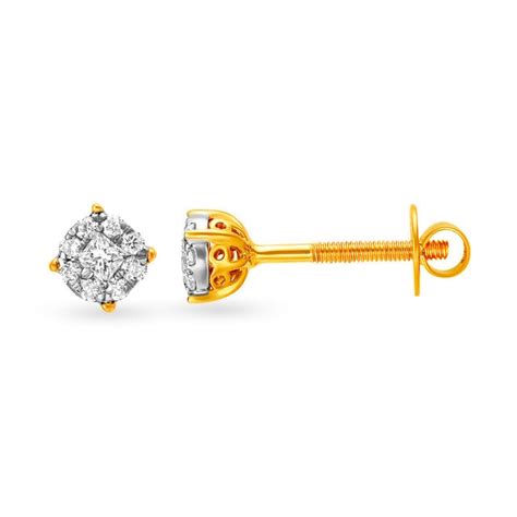 Classic Gold and Diamond Solitaire Look Stud Earrings