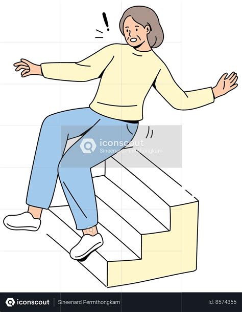Best Old Woman Falling Down Stair Illustration download in PNG & Vector ...