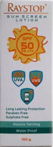 RAYSTOP Sunscreen - SPF 50 PA+++ Sunscreen Lotion 100gm - SPF 50 PA ...